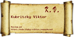 Kubritzky Viktor névjegykártya